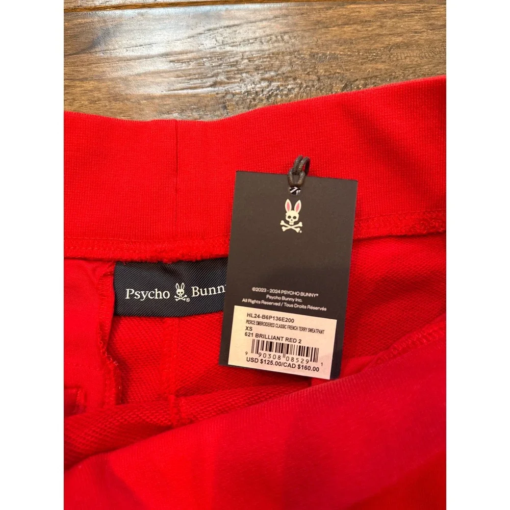 Psycho Bunny‎ Mens Pierce Embroidered French Terry Sweatpants Red XS B6P136E200